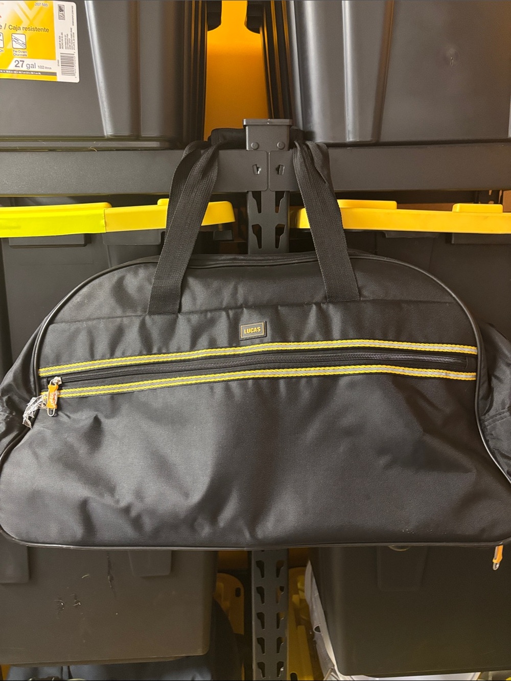 Lucas Black Duffel Bag with Yellow Trim for Men